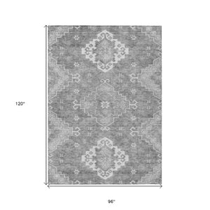 Homeroots 3'' Artichoke Green Medallion Washable Indoor Outdoor Area Rug - Stylish, Durable, And Versatile 8' X 10' Polyester 589041