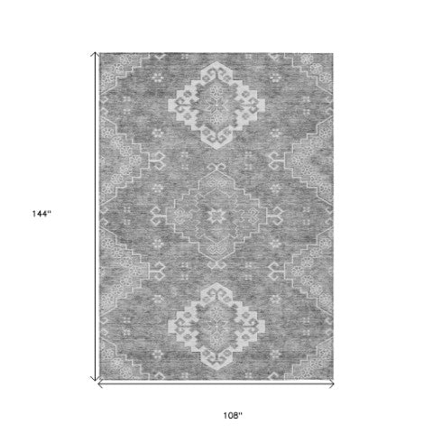 Homeroots 3'' Artichoke Green Medallion Washable Indoor Outdoor Area Rug - Stylish, Durable, And Versatile 9' X 12' Polyester 589042