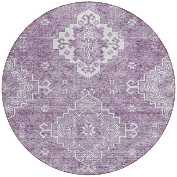 Homeroots 3'' Artichoke Green Medallion Washable Indoor Outdoor Area Rug - Stylish, Durable, And Versatile 8' Round Polyester 589046