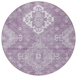 Homeroots 3'' Artichoke Green Medallion Washable Indoor Outdoor Area Rug - Stylish, Durable, And Versatile 8' Round Polyester 589046