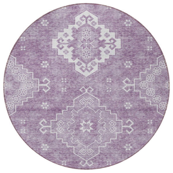 Homeroots 3'' Artichoke Green Medallion Washable Indoor Outdoor Area Rug - Stylish, Durable, And Versatile 8' Round Polyester 589046