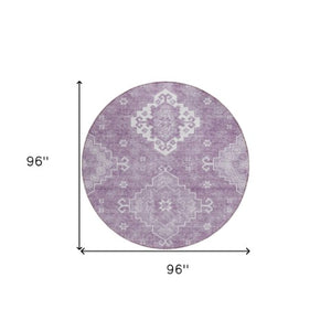 Homeroots 3'' Artichoke Green Medallion Washable Indoor Outdoor Area Rug - Stylish, Durable, And Versatile 8' Round Polyester 589046