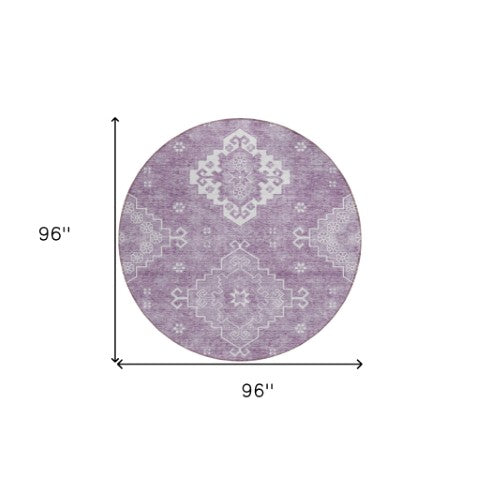 Homeroots 3'' Artichoke Green Medallion Washable Indoor Outdoor Area Rug - Stylish, Durable, And Versatile 8' Round Polyester 589046