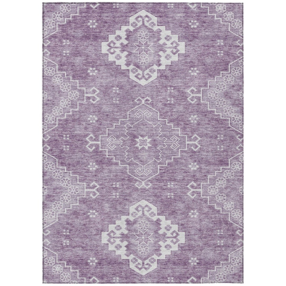HomeRoots 9' Elegant Lavender Plum Medallion Indoor/Outdoor Area Rug – Durable, Washable, Stylish Design 9' X 12' 589048