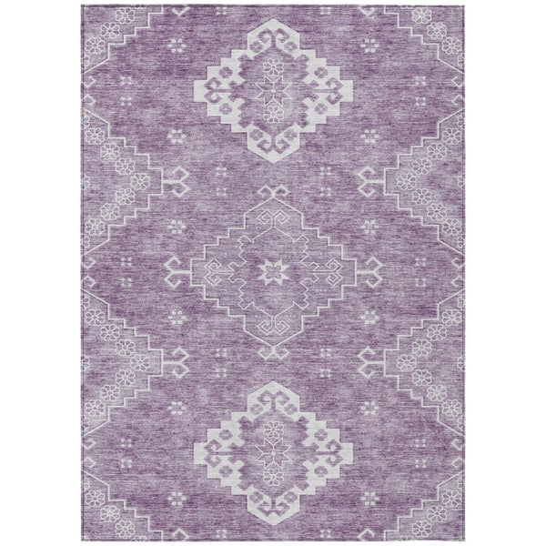 HomeRoots 9' Elegant Lavender Plum Medallion Indoor/Outdoor Area Rug – Durable, Washable, Stylish Design 9' X 12' 589048