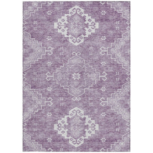 HomeRoots 5' Elegant Lavender Plum and Ivory Medallion Area Rug - Durable, Washable, Indoor/Outdoor Use 10' X 14' 589049