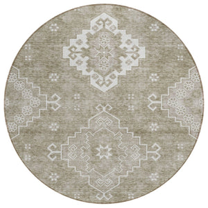 HomeRoots 5' Stylish Medallion Indoor Outdoor Area Rug - Durable, Washable, and Perfect for All Spaces 8' Round 589052