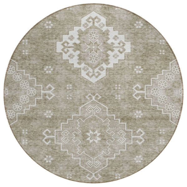 HomeRoots 5' Stylish Medallion Indoor Outdoor Area Rug - Durable, Washable, and Perfect for All Spaces 8' Round 589052