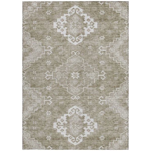 Homeroots 3'' Artichoke Green Medallion Washable Indoor Outdoor Area Rug - Stylish, Durable, And Versatile 8' X 10' Polyester 589053