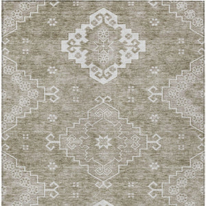 Homeroots 3'' Artichoke Green Medallion Washable Indoor Outdoor Area Rug - Stylish, Durable, And Versatile 8' X 10' Polyester 589053