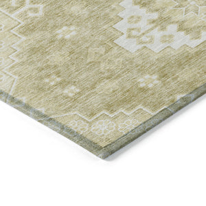 Homeroots 3'' Artichoke Green Medallion Washable Indoor Outdoor Area Rug - Stylish, Durable, And Versatile 3' X 5' Polyester 589056