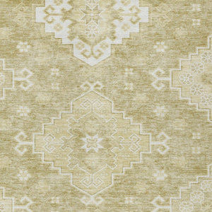 Homeroots 3'' Artichoke Green Medallion Washable Indoor Outdoor Area Rug - Stylish, Durable, And Versatile 3' X 5' Polyester 589056