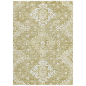 Homeroots 3'' Artichoke Green Medallion Washable Indoor Outdoor Area Rug - Stylish, Durable, And Versatile 5' X 8' Polyester 589057