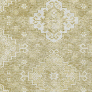 Homeroots 3'' Artichoke Green Medallion Washable Indoor Outdoor Area Rug - Stylish, Durable, And Versatile 5' X 8' Polyester 589057