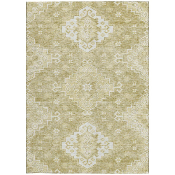Homeroots 3'' Artichoke Green Medallion Washable Indoor Outdoor Area Rug - Stylish, Durable, And Versatile 10' X 14' Polyester 589061