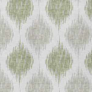 Homeroots 3' Stylish Artichoke Green Ivory Gray Ikat Washable Area Rug For Indoor Outdoor Spaces, Durable Design 5' X 8' Polyester 589063