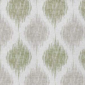 Homeroots 3' Stylish Artichoke Green Ivory Gray Ikat Washable Area Rug For Indoor Outdoor Spaces, Durable Design 10' X 14' Polyester 589067