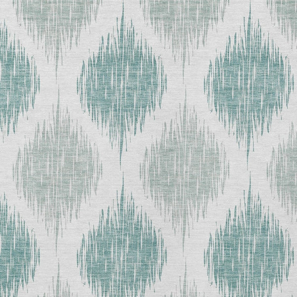 Homeroots 3' Stylish Artichoke Green Ivory Gray Ikat Washable Area Rug For Indoor Outdoor Spaces, Durable Design 9' X 12' Polyester 589072