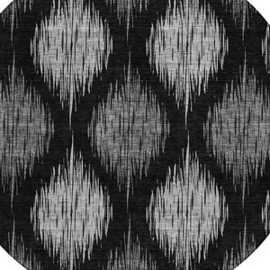 Homeroots 3' Stylish Artichoke Green Ivory Gray Ikat Washable Area Rug For Indoor Outdoor Spaces, Durable Design 8' Round Polyester 589076