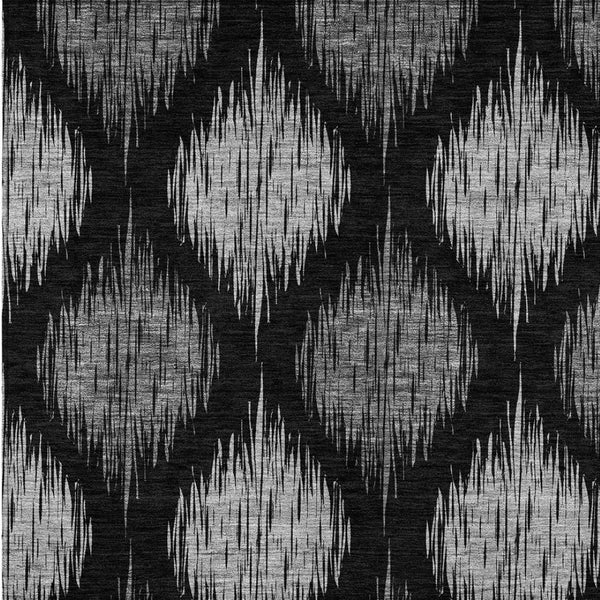 Homeroots 3' Stylish Artichoke Green Ivory Gray Ikat Washable Area Rug For Indoor Outdoor Spaces, Durable Design 8' X 10' Polyester 589077