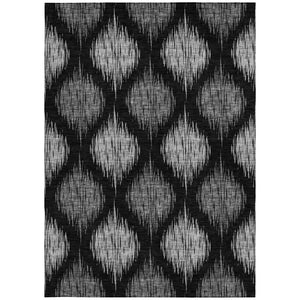 Homeroots 3' Stylish Artichoke Green Ivory Gray Ikat Washable Area Rug For Indoor Outdoor Spaces, Durable Design 9' X 12' Polyester 589078