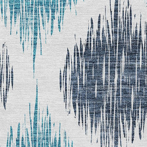 Homeroots 3' Stylish Artichoke Green Ivory Gray Ikat Washable Area Rug For Indoor Outdoor Spaces, Durable Design 5' X 8' Polyester 589081