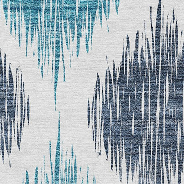 Homeroots 3' Stylish Artichoke Green Ivory Gray Ikat Washable Area Rug For Indoor Outdoor Spaces, Durable Design 10' X 14' Polyester 589085