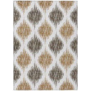 HomeRoots 5' Chocolate and Ivory Ikat Rug - Stylish, Durable, and Easy-Care Indoor/Outdoor Area Essential 8' X 10' 589089
