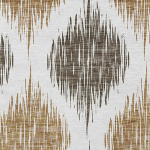 Homeroots 3' Stylish Artichoke Green Ivory Gray Ikat Washable Area Rug For Indoor Outdoor Spaces, Durable Design 8' X 10' Polyester 589089