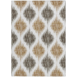 Homeroots 3' Stylish Artichoke Green Ivory Gray Ikat Washable Area Rug For Indoor Outdoor Spaces, Durable Design 9' X 12' Polyester 589090