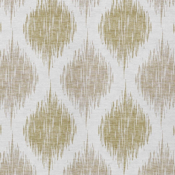 Homeroots 3' Stylish Artichoke Green Ivory Gray Ikat Washable Area Rug For Indoor Outdoor Spaces, Durable Design 3' X 5' Polyester 589098