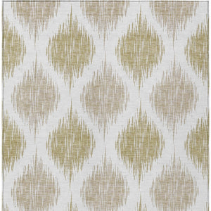 Homeroots 3' Stylish Artichoke Green Ivory Gray Ikat Washable Area Rug For Indoor Outdoor Spaces, Durable Design 5' X 8' Polyester 589099