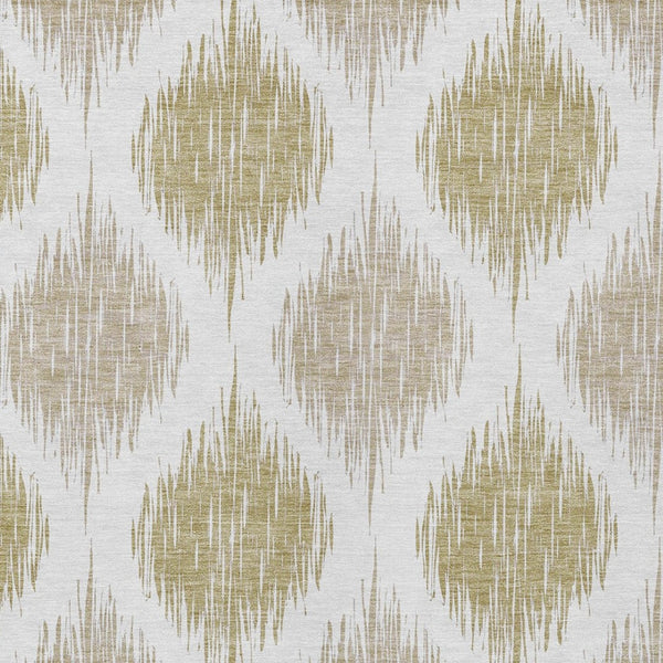 Homeroots 3' Stylish Artichoke Green Ivory Gray Ikat Washable Area Rug For Indoor Outdoor Spaces, Durable Design 5' X 8' Polyester 589099