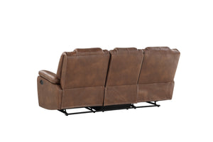 English Elm Steve Silver - Katrine 3-Piece Living Room Set with Faux-Leather Baseball Stitching, Padded Headrests & Recline Dark Brown B081S00237