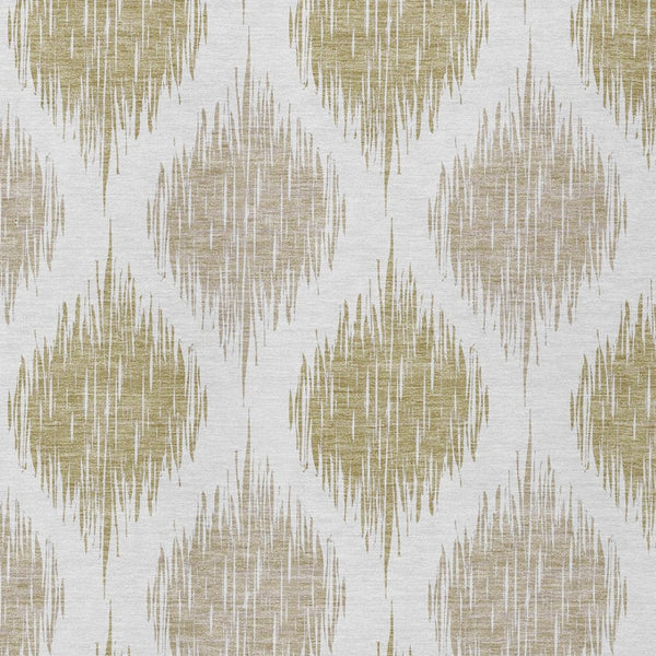 Homeroots 3' Stylish Artichoke Green Ivory Gray Ikat Washable Area Rug For Indoor Outdoor Spaces, Durable Design 9' X 12' Polyester 589102