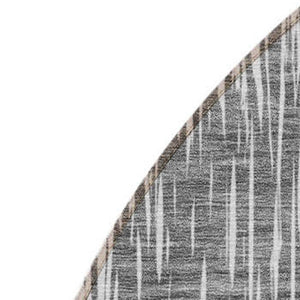 Homeroots 3' Stylish Artichoke Green Ivory Gray Ikat Washable Area Rug For Indoor Outdoor Spaces, Durable Design 8' Round Polyester 589106