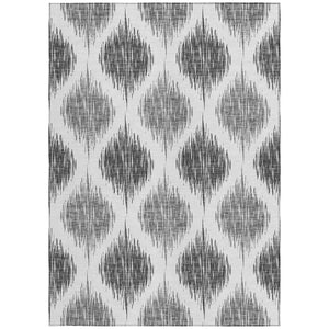 Homeroots 3' Stylish Artichoke Green Ivory Gray Ikat Washable Area Rug For Indoor Outdoor Spaces, Durable Design 8' X 10' Polyester 589107