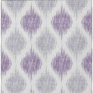 Homeroots 3' Stylish Artichoke Green Ivory Gray Ikat Washable Area Rug For Indoor Outdoor Spaces, Durable Design 9' X 12' Polyester 589114