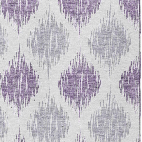 Homeroots 3' Stylish Artichoke Green Ivory Gray Ikat Washable Area Rug For Indoor Outdoor Spaces, Durable Design 9' X 12' Polyester 589114