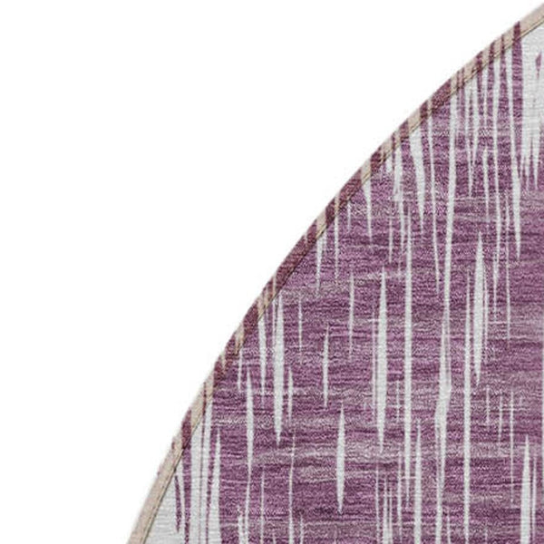 Homeroots 3' Stylish Artichoke Green Ivory Gray Ikat Washable Area Rug For Indoor Outdoor Spaces, Durable Design 8' Round Polyester 589118