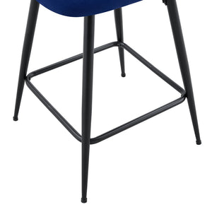 English Elm Set of 2 Velvet Counter Stools Woven Rope Backrest Padded Seat for Kitchen Island W3875P388493