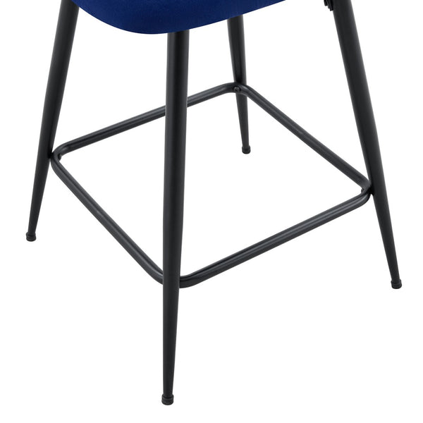English Elm Set of 2 Velvet Counter Stools Woven Rope Backrest Padded Seat for Kitchen Island W3875P388493