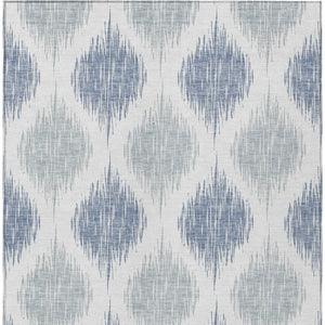 Homeroots 3' Stylish Artichoke Green Ivory Gray Ikat Washable Area Rug For Indoor Outdoor Spaces, Durable Design 8' X 10' Polyester 589125