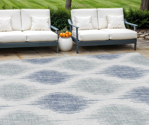 Homeroots 3' Stylish Artichoke Green Ivory Gray Ikat Washable Area Rug For Indoor Outdoor Spaces, Durable Design 8' X 10' Polyester 589125