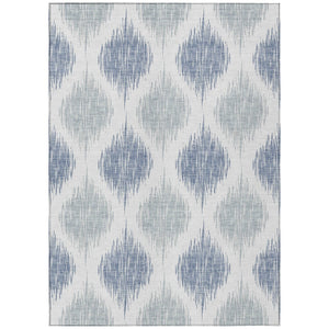 HomeRoots 9' Stylish Ikat Area Rug in Sky Blue, Ivory, and Denim Blue - Durable, Washable for Indoor/Outdoor Use 9' X 12' 589126