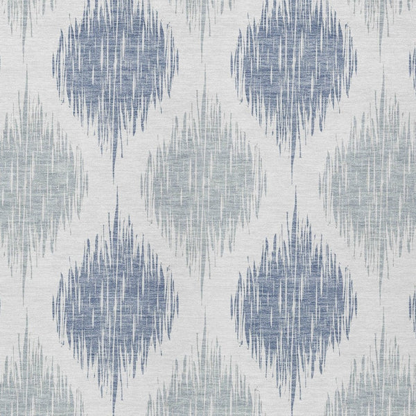 Homeroots 3' Stylish Artichoke Green Ivory Gray Ikat Washable Area Rug For Indoor Outdoor Spaces, Durable Design 9' X 12' Polyester 589126