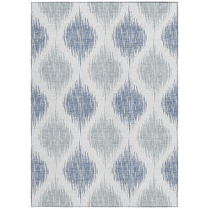 Homeroots 3' Stylish Artichoke Green Ivory Gray Ikat Washable Area Rug For Indoor Outdoor Spaces, Durable Design 10' X 14' Polyester 589127