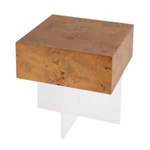 Butler Specialty Corsica Square Acrylic Side Table With Wood Grain Finish – Elegant Modern Design For Your Space Clear Mdf,Acrylic 5891335-butler