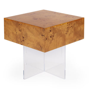 Butler Specialty Corsica Square Acrylic Side Table With Wood Grain Finish – Elegant Modern Design For Your Space Clear Mdf,Acrylic 5891335-butler
