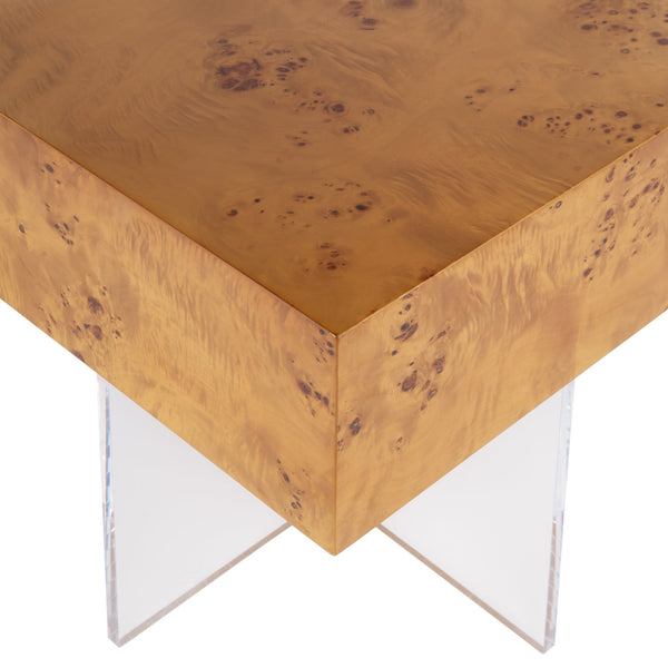 Butler Specialty Corsica Square Acrylic Side Table With Wood Grain Finish – Elegant Modern Design For Your Space Clear Mdf,Acrylic 5891335-butler